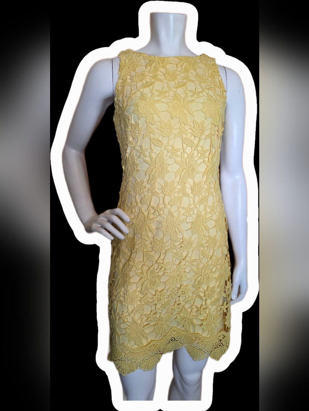 Lauren Ralph Lauren Yellow Floral Lace Mini Dress